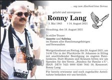 Traueranzeige Ronny Lang