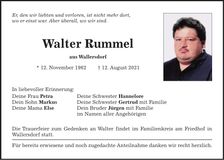 Traueranzeige Walter Rummel