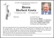 Traueranzeige Herbert Grotz