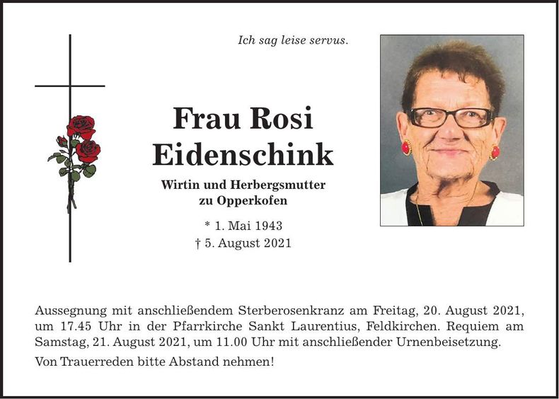Traueranzeige Rosi Eidenschink