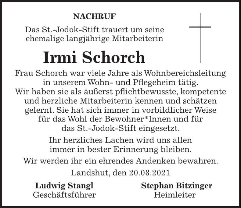Traueranzeige Irmi Schorch