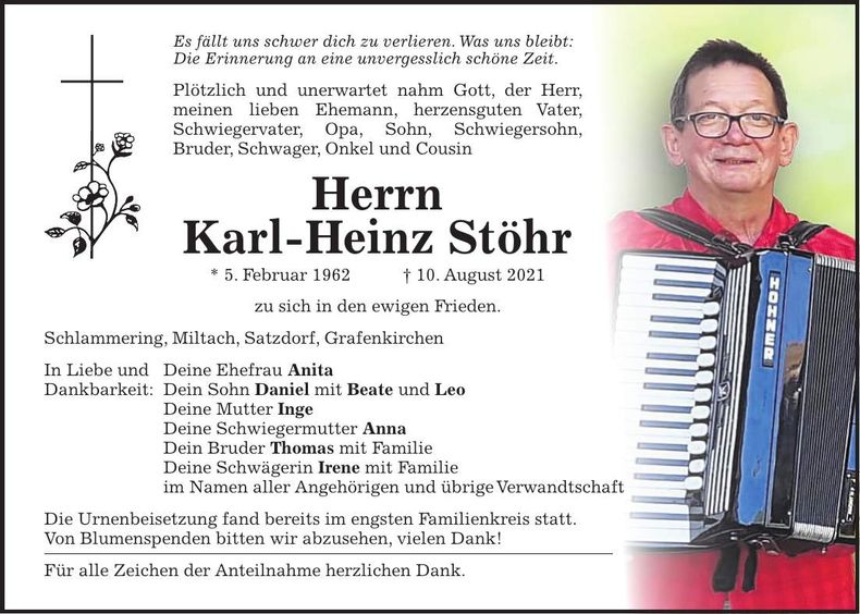 Traueranzeige Karl-Heinz Stöhr