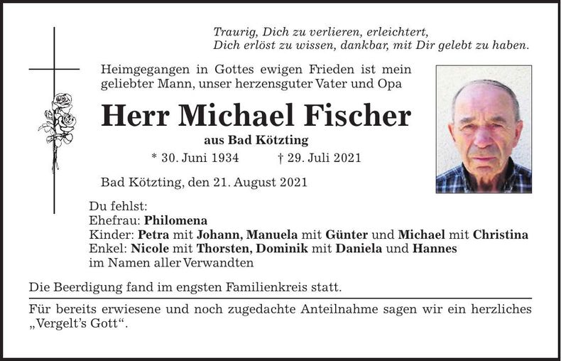 Traueranzeige Michael Fischer