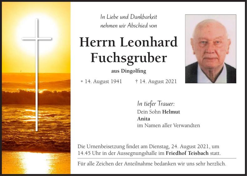 Traueranzeige Leonhard Fuchsgruber