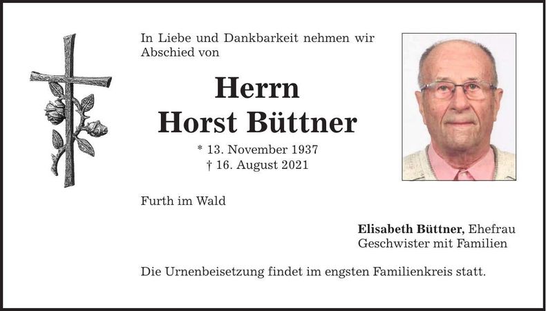 Traueranzeige Horst Büttner