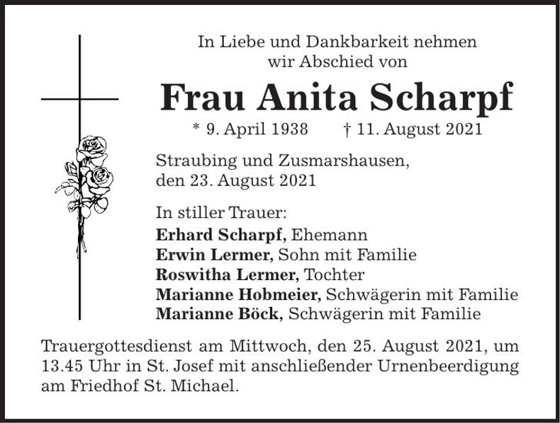 Traueranzeige Anita Scharpf