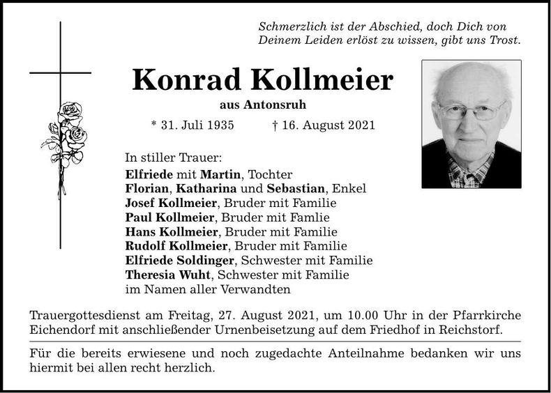 Traueranzeige Konrad Kollmeier