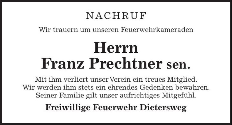 Traueranzeige Franz Prechtner