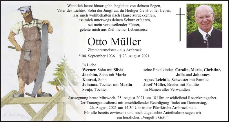 Traueranzeige Otto Müller