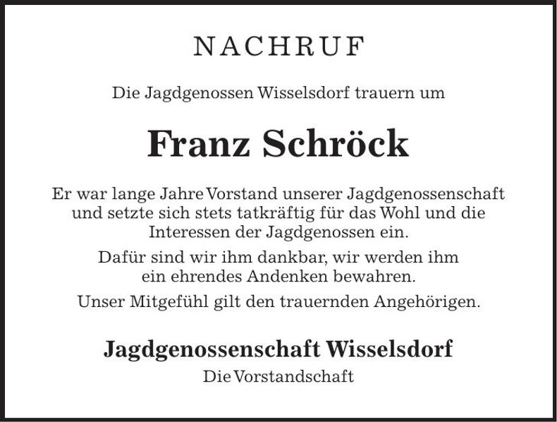 Traueranzeige Franz Schröck