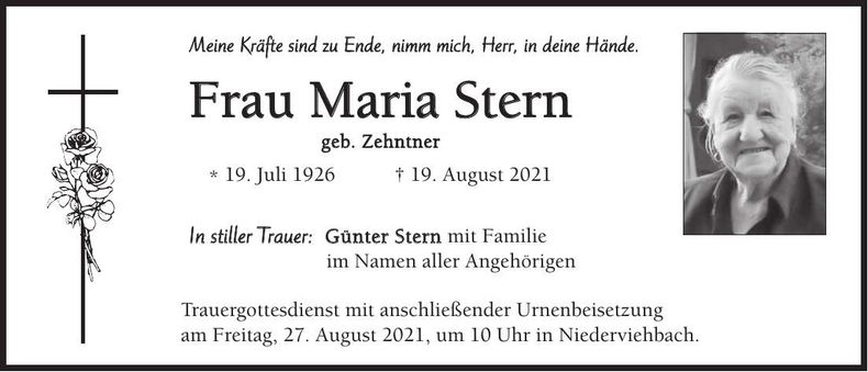 Traueranzeige Maria Stern
