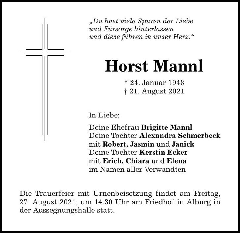 Traueranzeige Horst Mannl