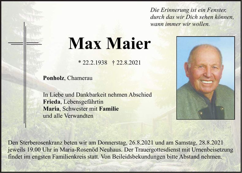 Traueranzeige Max Maier