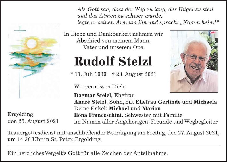 Traueranzeige Rudolf Stelzl