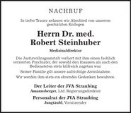 Traueranzeige Robert Steinhuber