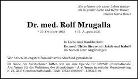 Traueranzeige Rolf Mrugalla Dr. med.