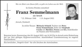 Traueranzeige Franz Semmelmann
