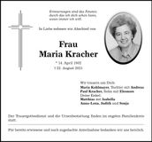 Traueranzeige Maria Kracher