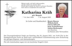Traueranzeige Katharina Kräh