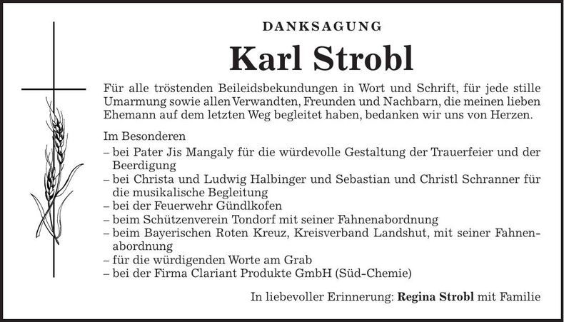 Traueranzeige Karl Srobl