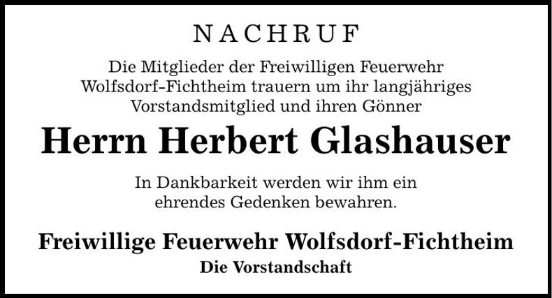 Traueranzeige Herbert Glashauser