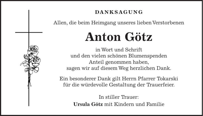 Traueranzeige Anton Götz
