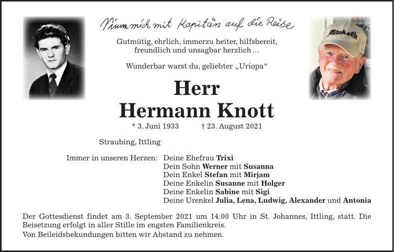 Traueranzeige Hermann Knott