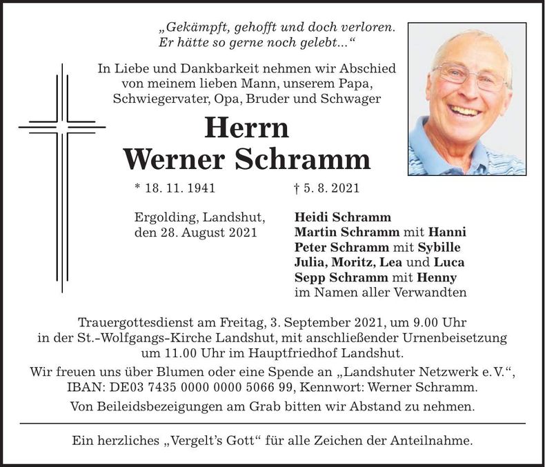 Traueranzeige Werner Schramm
