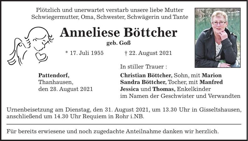 Traueranzeige Anneliese Böttcher