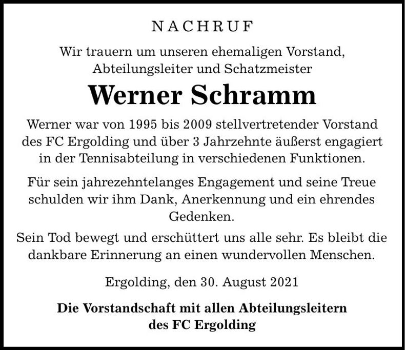 Traueranzeige Werner Schramm