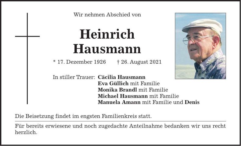Traueranzeige Heinrich Hausmann