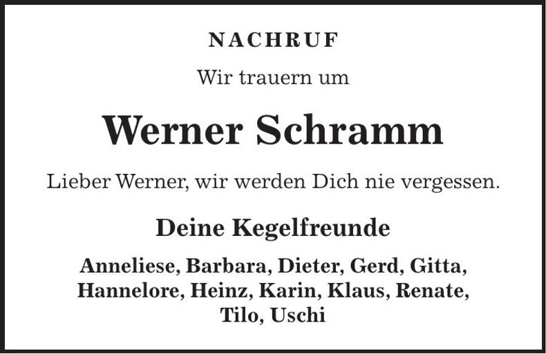 Traueranzeige Werner Schramm