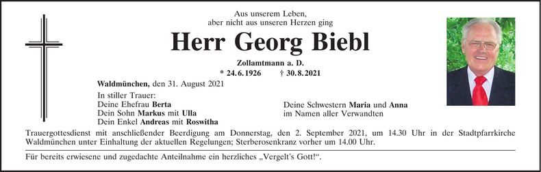 Traueranzeige Georg Biebl