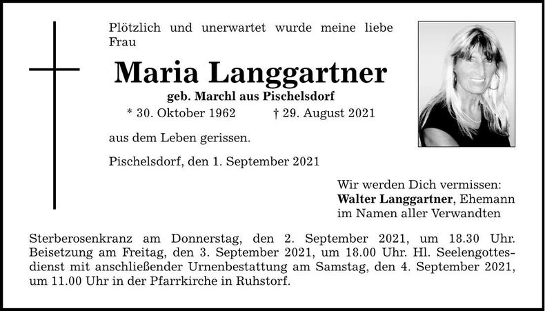 Traueranzeige Maria Langgartner