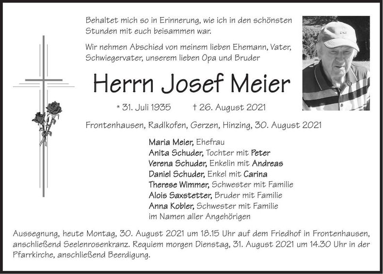 Traueranzeige Josef Meier