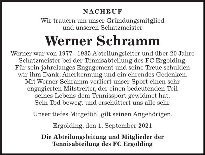 Traueranzeige Werner Schramm