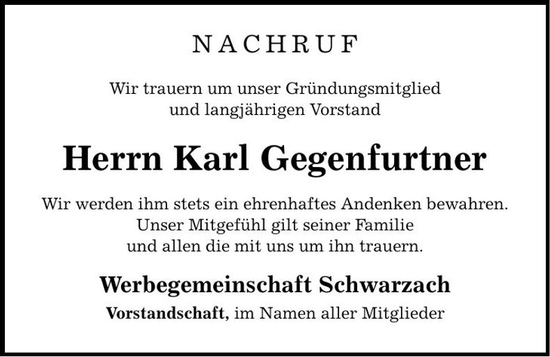 Traueranzeige Manfred Bernhard