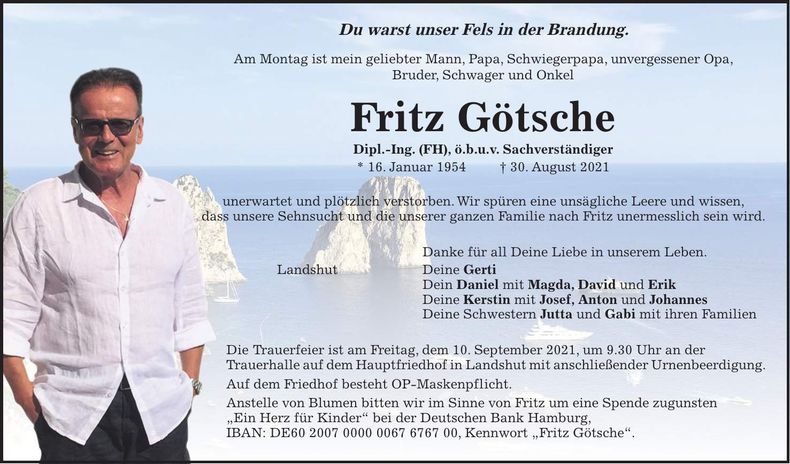 Traueranzeige Fritz Götsche