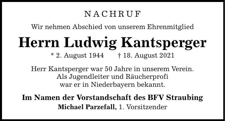 Traueranzeige Ludwig Kantsperger