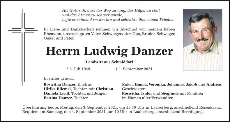 Traueranzeige Ludwig Danzer
