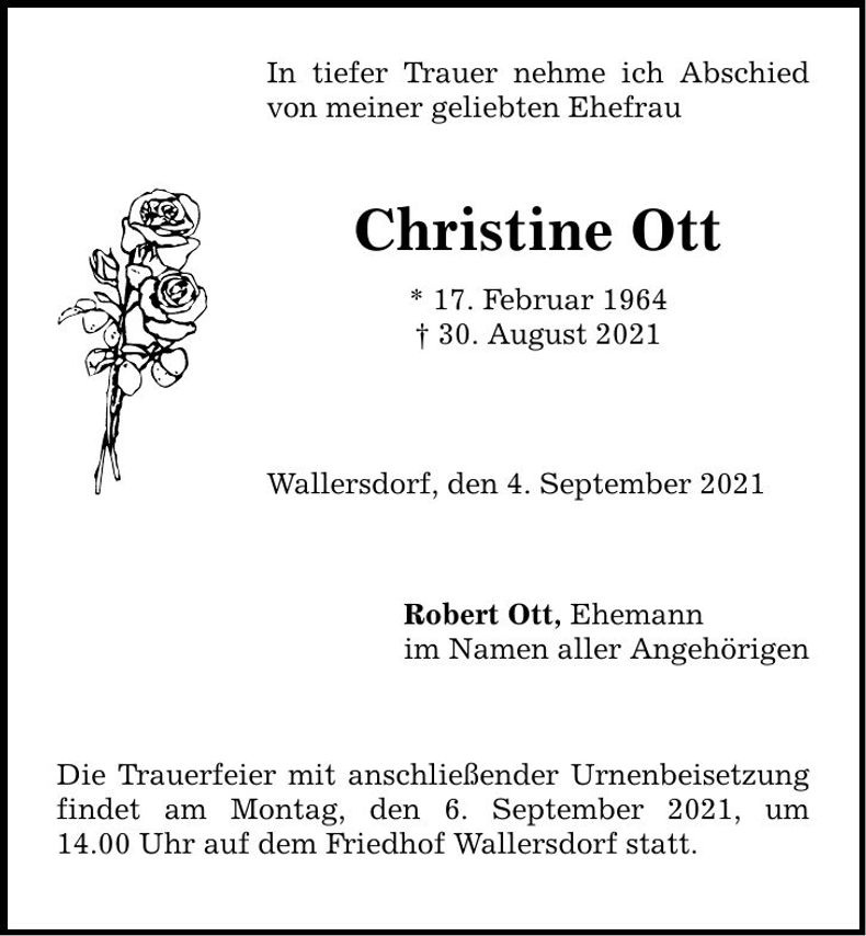 Traueranzeige Christine Ott