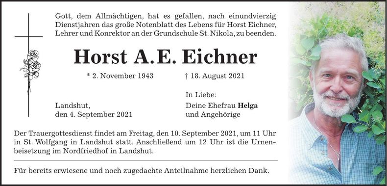 Traueranzeige Horst Eichner