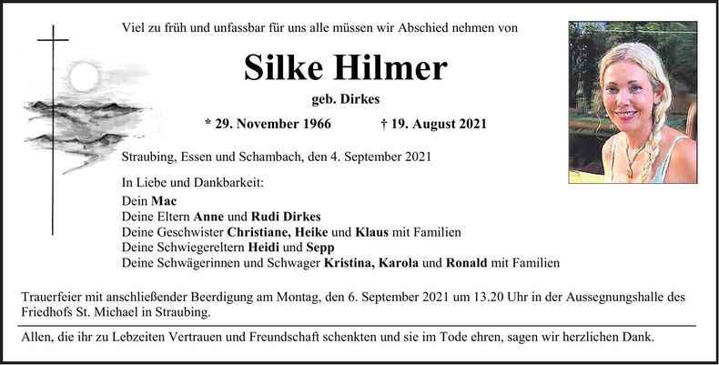 Traueranzeige Silke Hilmer