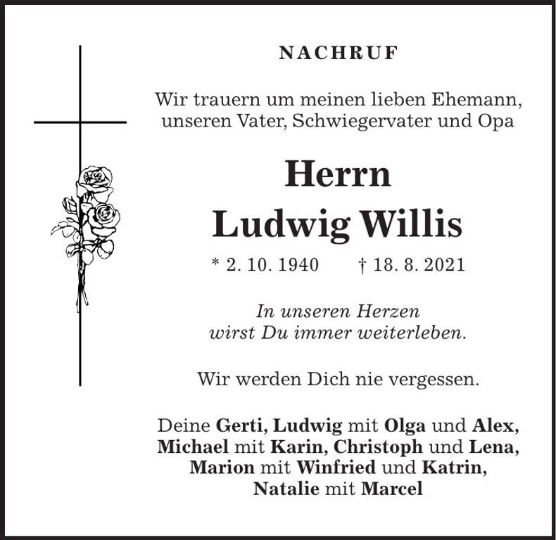 Traueranzeige Ludwig Willis