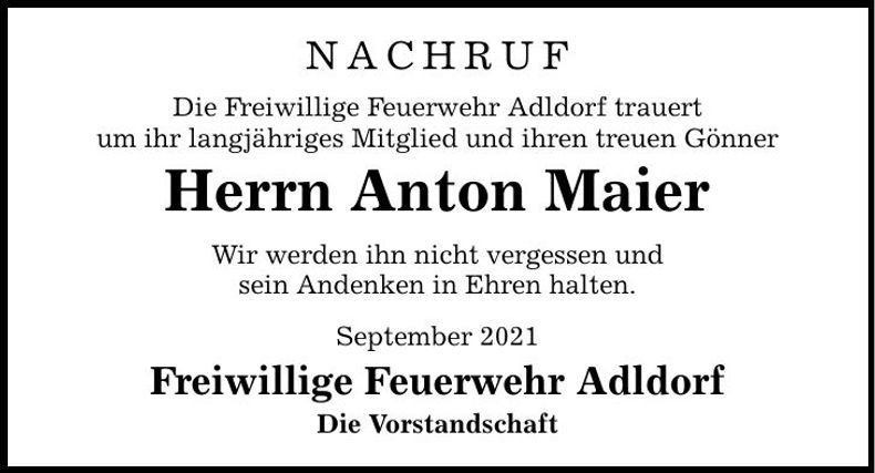 Traueranzeige Anton Maier