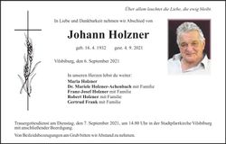 Traueranzeige Johann Holzner