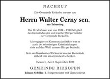 Traueranzeige Walter Cerny sen.