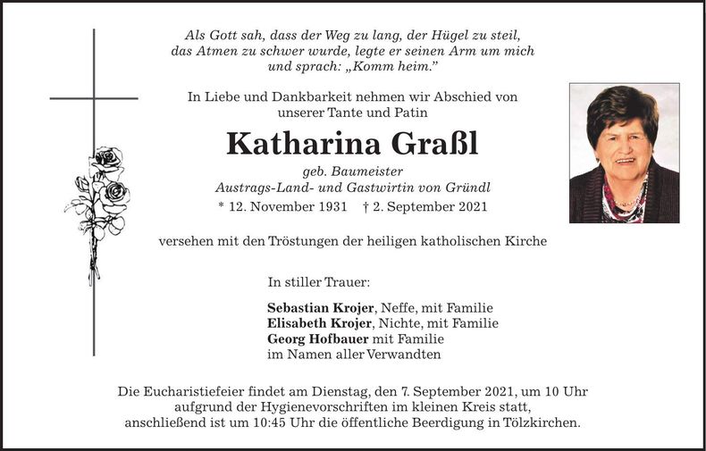 Traueranzeige Katharina Graßl