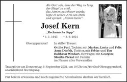 Traueranzeige Josef Kern