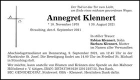 Traueranzeige Annegret Klennert